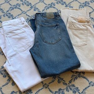 Zara Denim Jeans Set - Blue, White, Tan